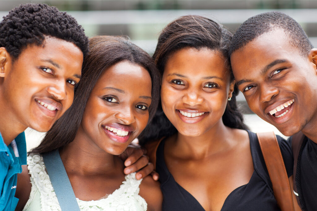 group of african american college students closeup